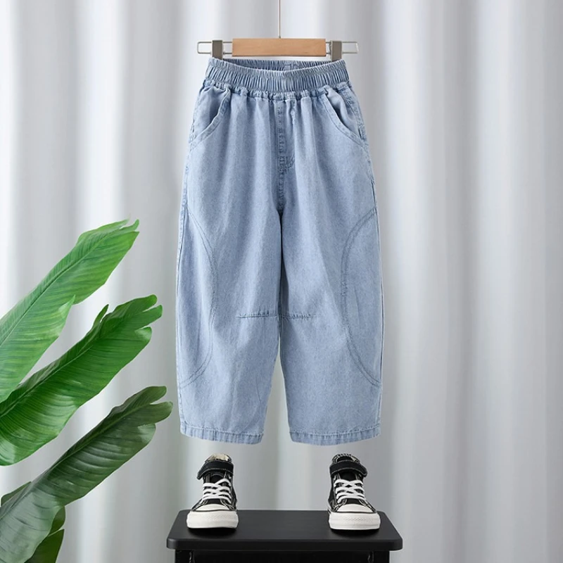 

Boys' Loose Straight Jeans 2026 Summer New, Thin Anti-Mosquito Pants for Toddler Kids Breathable Casual Daily Wear