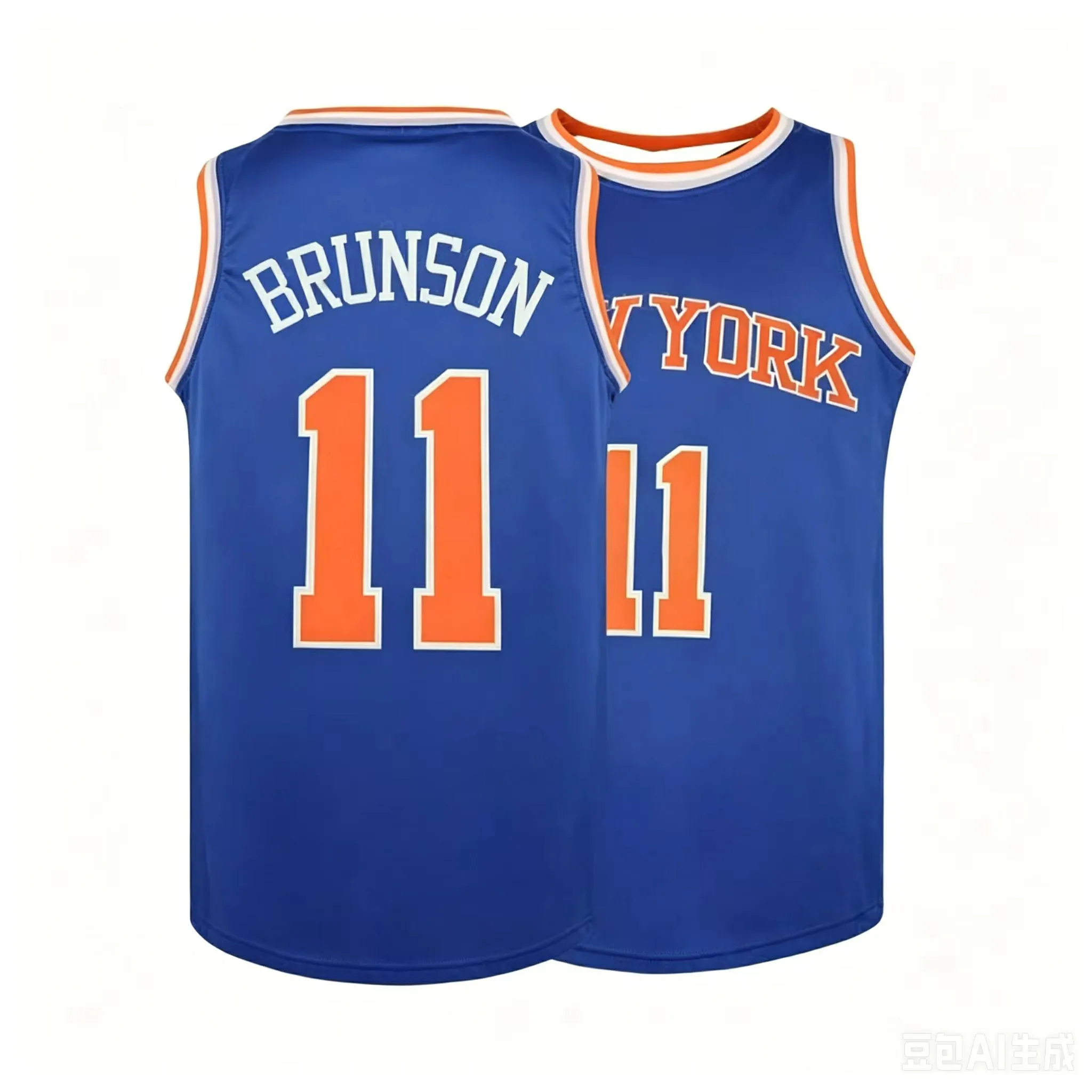 Camiseta de baloncesto blanca de Nueva York No.11, camiseta sin mangas de malla con ribete azul y naranja, chaleco clásico para entrenamiento de aficionados a los deportes de equipo, para niños