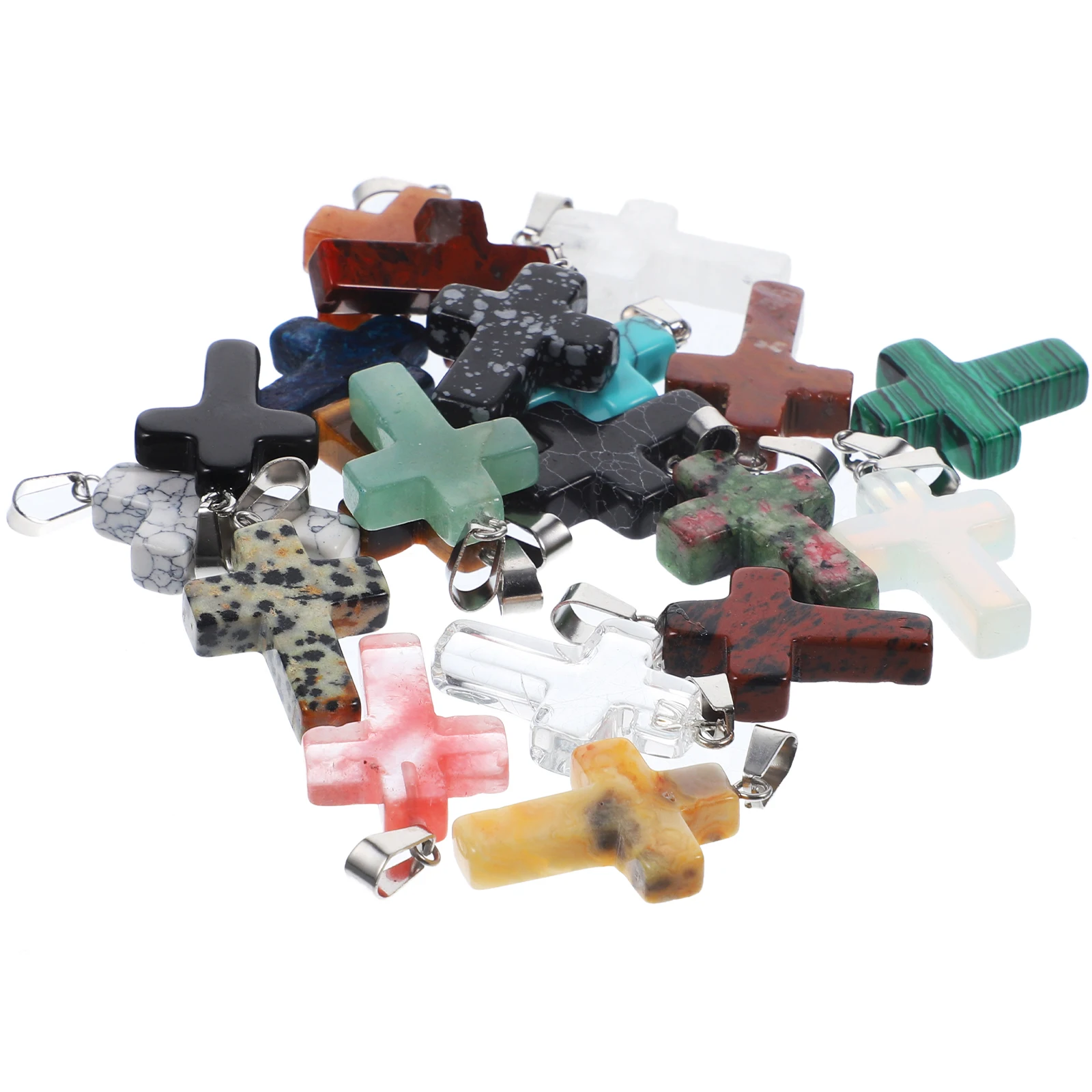 

20 шт., бусины-крестики из натурального камня для изготовления ювелирных изделий, гладкий ремесленный браслет, аксессуары «сделай сам», маленькие подвески-крестики, ожерелье-прокладка