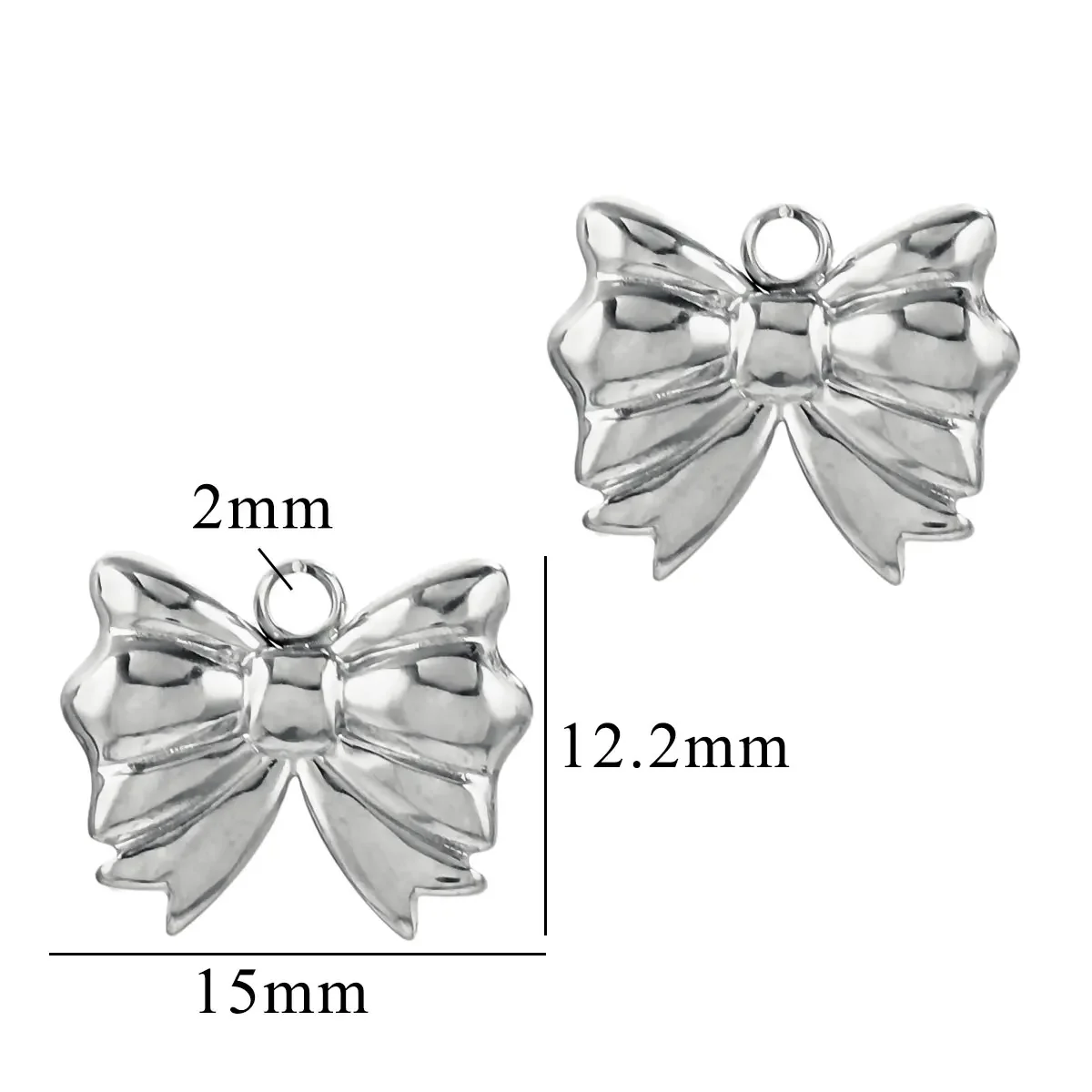 5pcs Stainless Steel Bow Waterproof Gold Charm