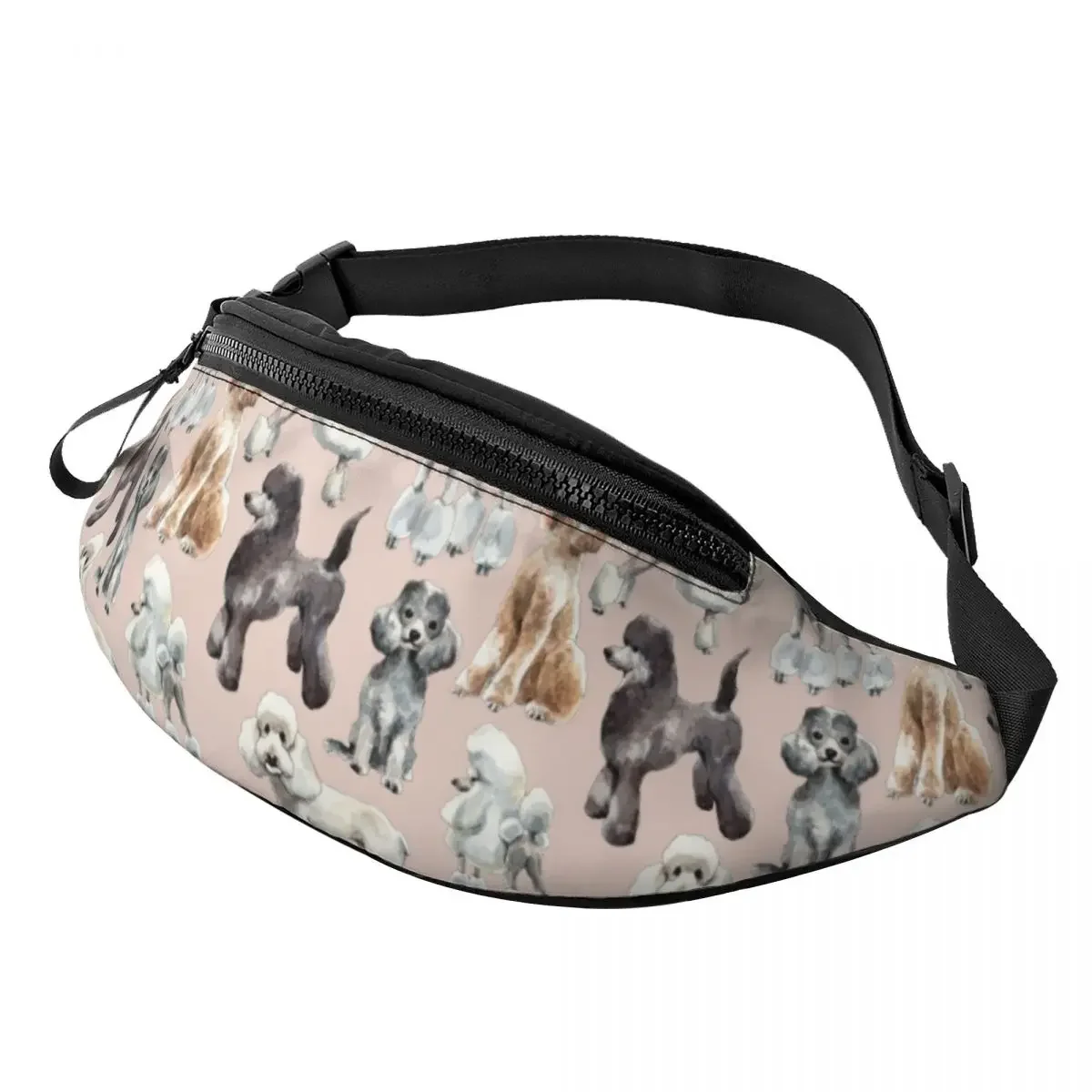 Poodle-riñonera Facial personalizada para hombre y mujer, bolso cruzado para la cintura, para correr, teléfono y Dinero