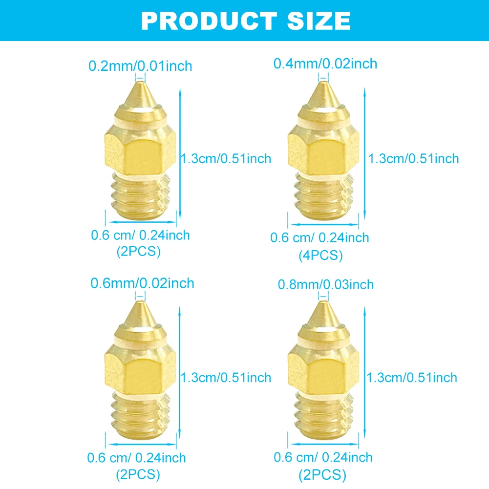 Piezas conductora de calor para impresora 3D, boquilla extrusora Lisa para oficina y escuela, accesorios de impresión, boquilla de latón para Ender3 S1, 10 M6