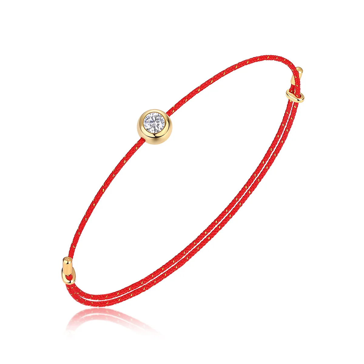 Ts 925 Sterling Silver Round Cut Moissanite Bracelet for Women Lucky Red String Bracelet D Color Round Cut Moissanite