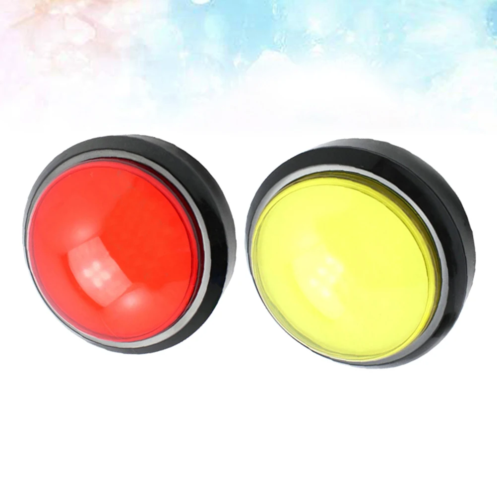 

2Pcs Electronic Squeeze Responder Game Answer Buzzer Red Yellow Two Foot Switch LED Light Encourages Basic Skills Practice Party