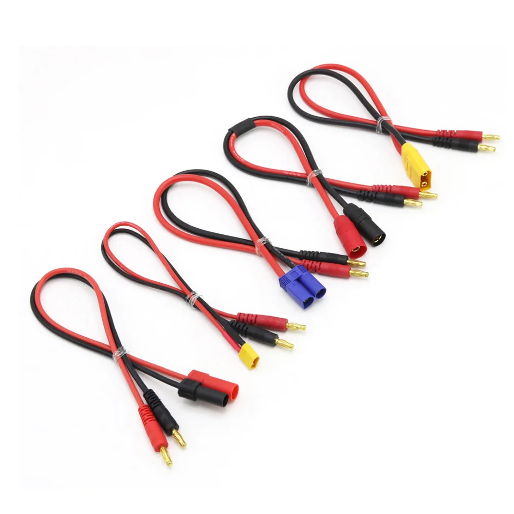 10PCS 4mm Banana Plug To XT90 XT60 AS150 EC5 TRX Tamiya Deans T Plug Charge Cable 12AWG 30cm For RC Lipo Battery IMAX B6 Charger