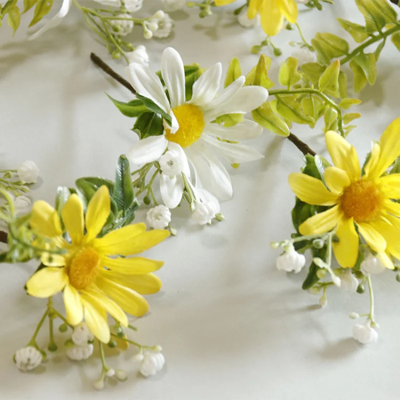 Geel Daisy Kunstmatige Bloemen Hoofddeksels Bruidsmeisje Fotografie Bruid Hoofdtooi Haar Accessoires Voor Vrouwen