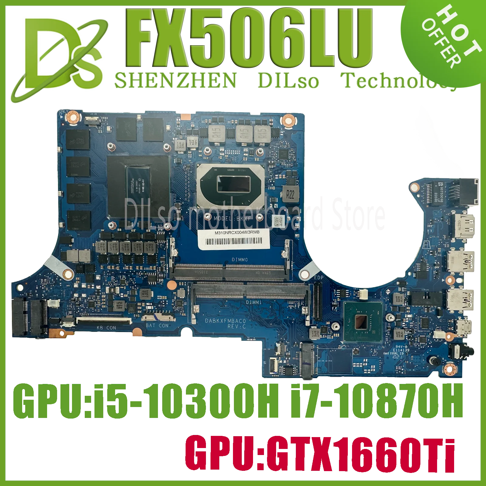 

KEFU FX506LU Laptop Motherboard ASUS TUF Gaming FX706LU DABKXFMBAC0 Mainboard WIth I5-10300H I7-10870H GTX1660Ti/V6G 100% Test