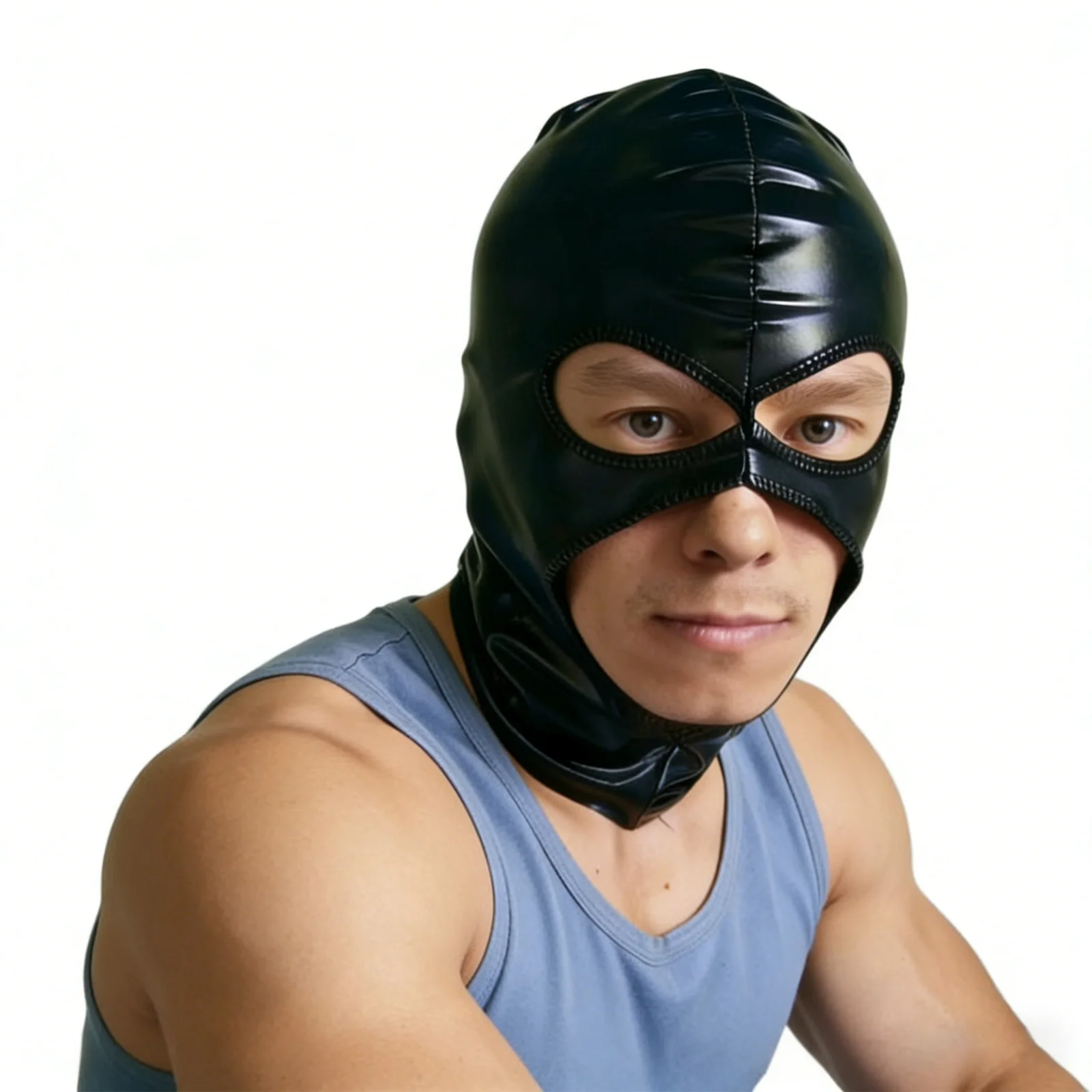 Patent Leather Face Mask Funny Prank Face Mask Headgear for Men Halloween Costume Accessory Clubwear Bar Nightclubs' Models Mask