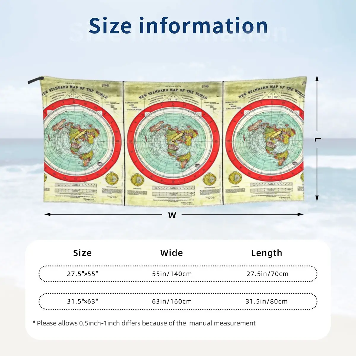 Gleason 1892 Flat Earth Map Research Flat Earth Beach Towel Soft Microfiber Quick Dry Absorbent Quick Towels For Pool