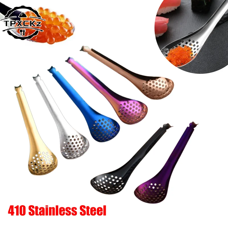 Stainless Steel Strainer Spoon Kitchen Colander Spoon Caviar Spoon Hot Pot Spoon Filter Food Scoop Perforated Skimmer Colander