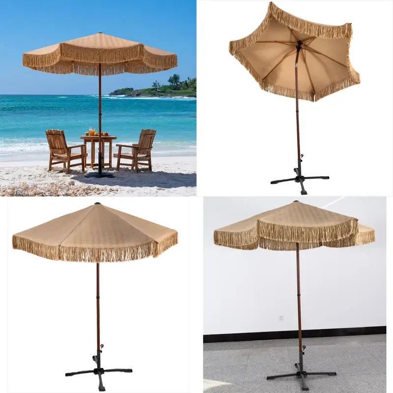 Wholesale New Hotel Swimming Pool Fringed Sunshade Beach Umbrella