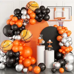 Basketball Balloon Garland Set Orange Black Metallic Silver and Basketball Aluminum Film Balloon Sports Theme Party Nba All-Star Space Jam Birthday Decoration