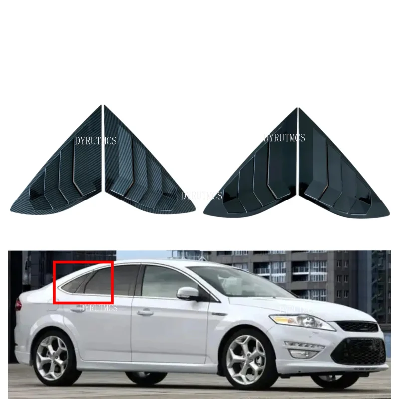 Para Ford Mondeo Fusion Sedan 2013 2014-2018 persiana trasera de coche ventana cubierta de obturador lateral pegatina embellecedora cuchara de ventilación ABS fibra de carbono