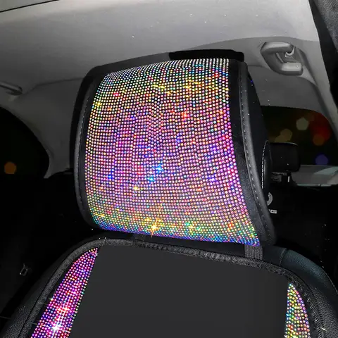 1PCS Bling Rhinestone Car Seat Headrest Cushion Decoration Universal Fit Car Head Pad Cover Diamond Interior Accessories Women