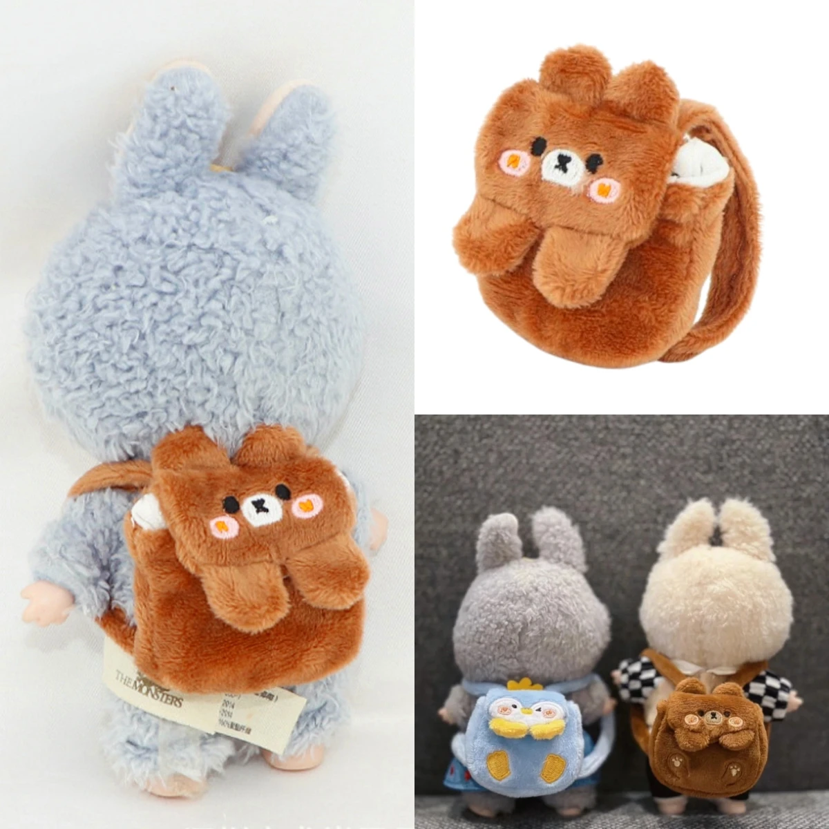 Für 17cm Labubu Kawaii Bär/Pinguin/Schweinchen Rucksack Plüsch-Kostüm Puppentasche Dekoration Puppenzubehör