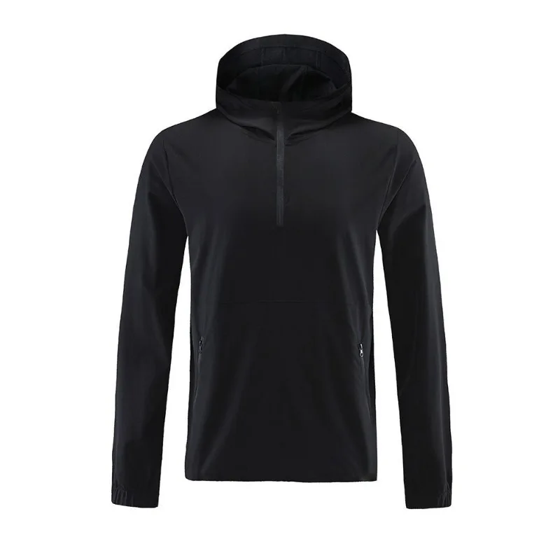 Men's Quick-Dry Half Zip Hoodie Long Sleeve Workout Jacket, Running Gym Pullover Windbreaker, Autumn Winter Sports Top