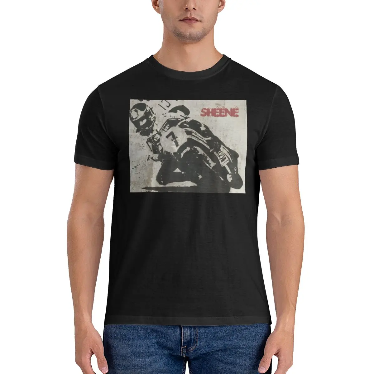 Graffiti Art Number 7 T-Shirts Men Barry Sheene Funny 100% Cotton Tees O Neck Short Sleeve T Shirt Gift Idea Clothing