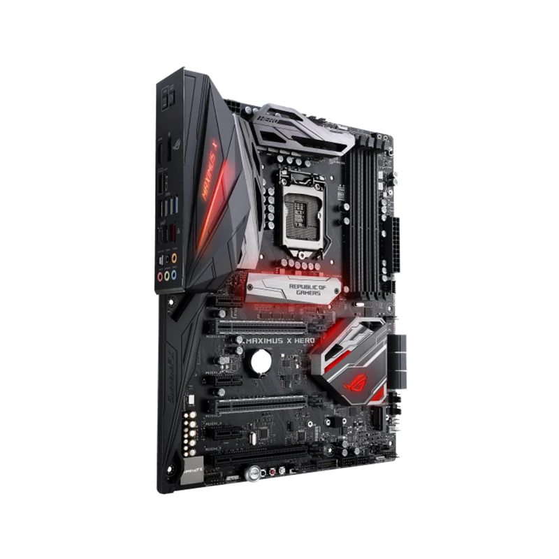 لوحة أم للألعاب ASUS ROG Maximus X Hero LGA1151 (Intel 8th Gen) DDR4 DP HDMI M.2 Z370 ATX مع لوحة 802.11ac WiFi وGigabit