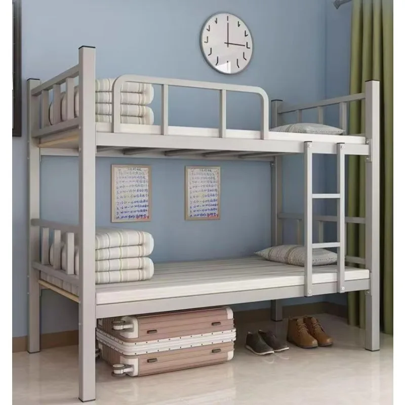 Metal White square Tube Double-layer Bed Is Suitable for Use in School Dormitories  Apartment Buildings and Construction Sites
