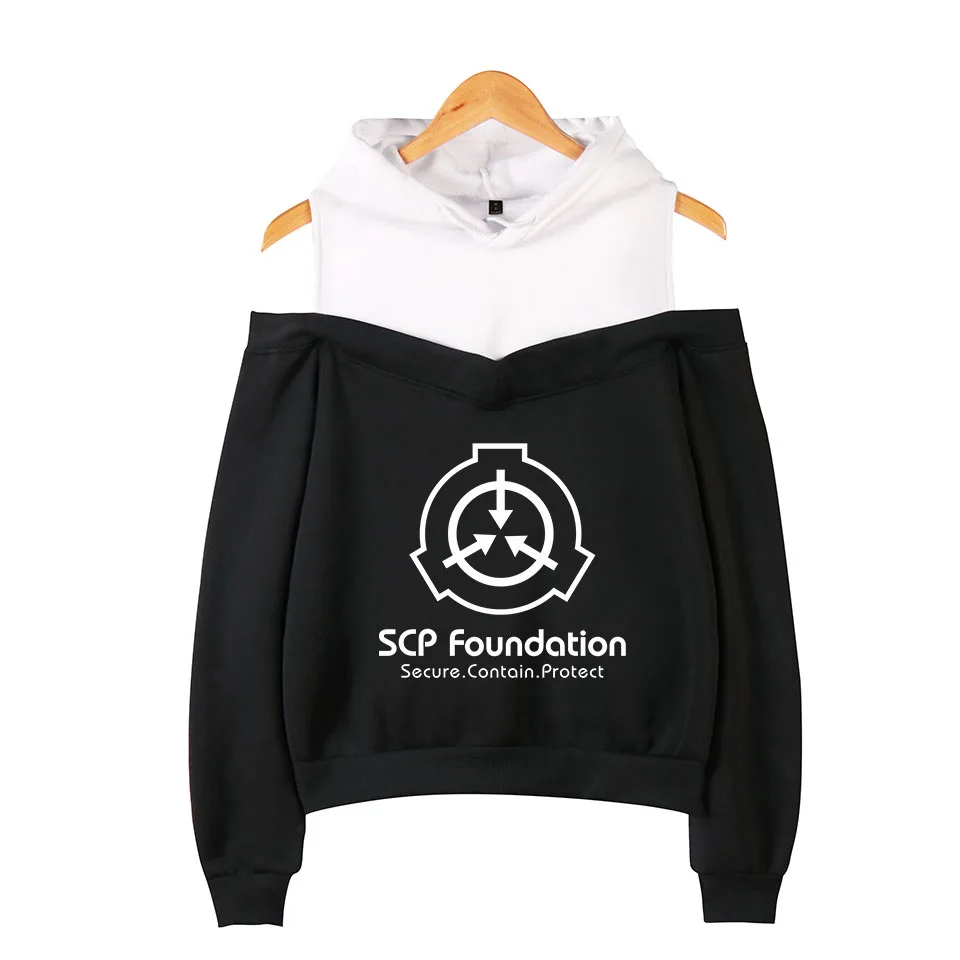 Scp Foundation Off Shoulder Hoodie Foundation Sweatshirt Womens Pullover Cotton Sweatshirts Spring Autumn Jacket Clothes