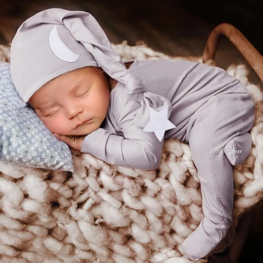 Newborn photography costume hat onesie baby month full moon photo clothes studio baby props