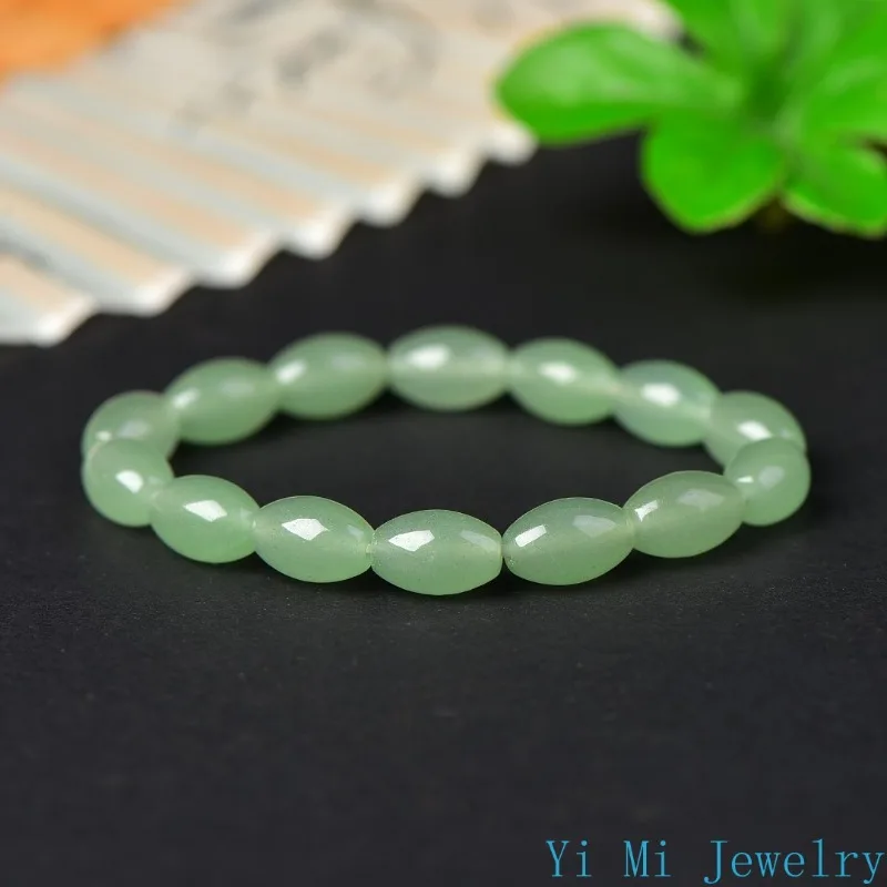 100% Natural Dongling Jade Bracelet Men's and Women's Fashion Light Green Single Loop Walking Charm Bracelet Jewelry Accessories