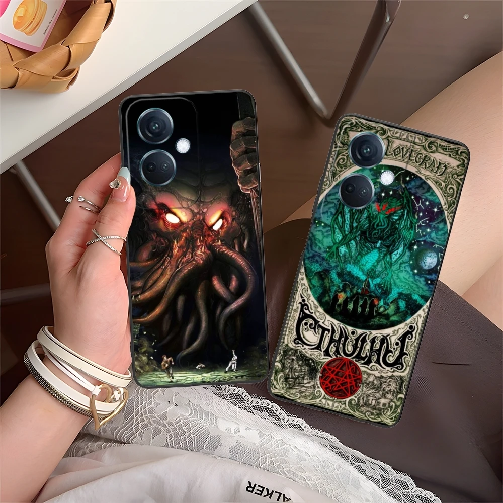 Myth Cthulhu Mobile Cell Phone Case for OPPO Find X5 X3 X2 A93 Reno 8 7 Pro A74 A72 A53 Black Soft Phone Cover Shell