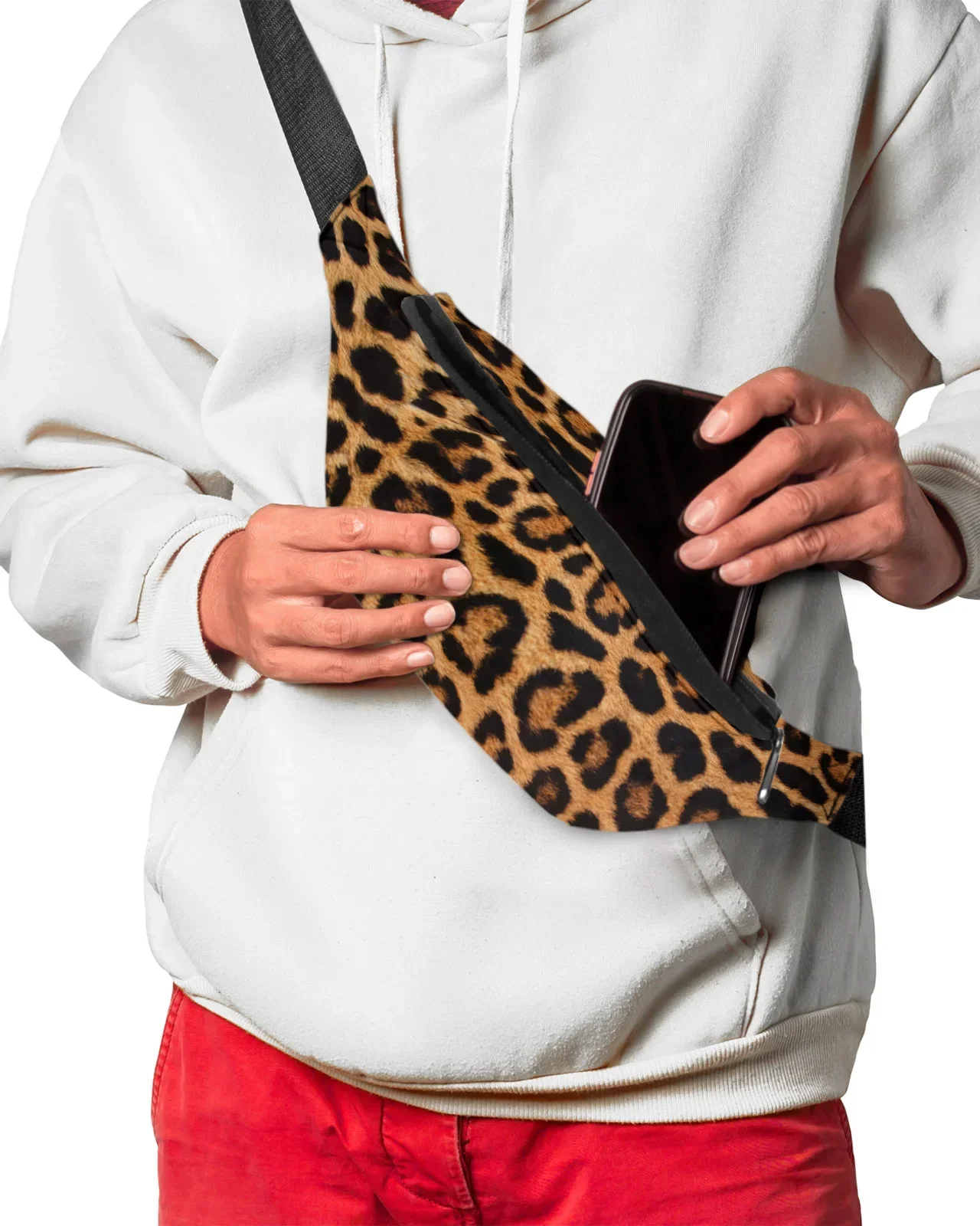 Leopard Print Waist Packs Shoulder Bag Unisex Messenger Bag Casual Fashion Fanny Pack for Women