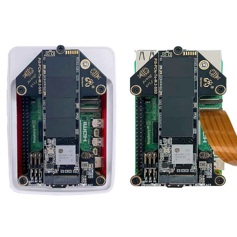 Raspberry Pi 5 PCIe para M.2 NVMe SSD Placa Adaptadora, HAT One-body PCIe Fish-Board-A para RPi 5