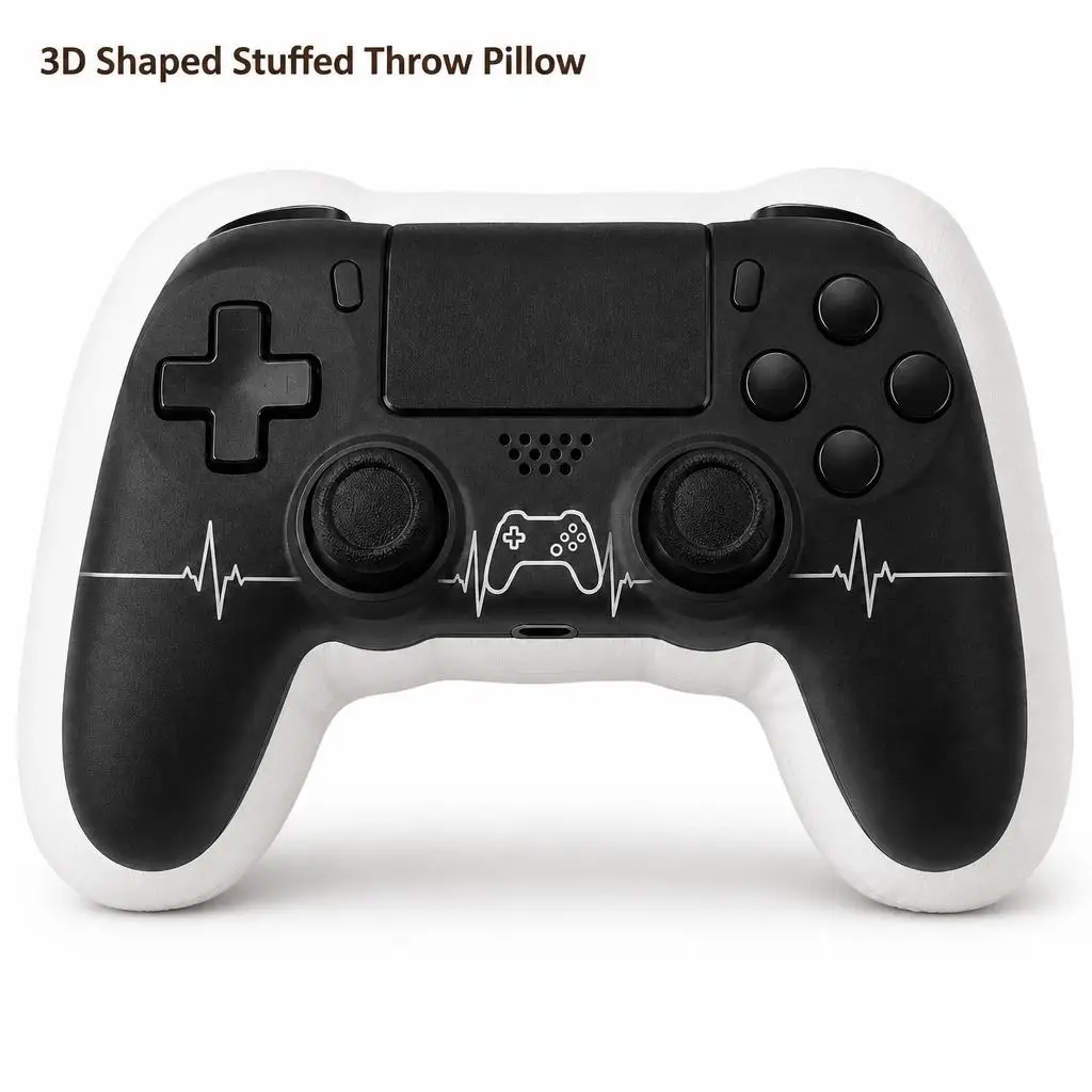 Gaming Pulse Minimal Gamer Life Plush Pillow Cushion Irregular Stuffed Throw Pillow Home Decor Gift Sofa Bed