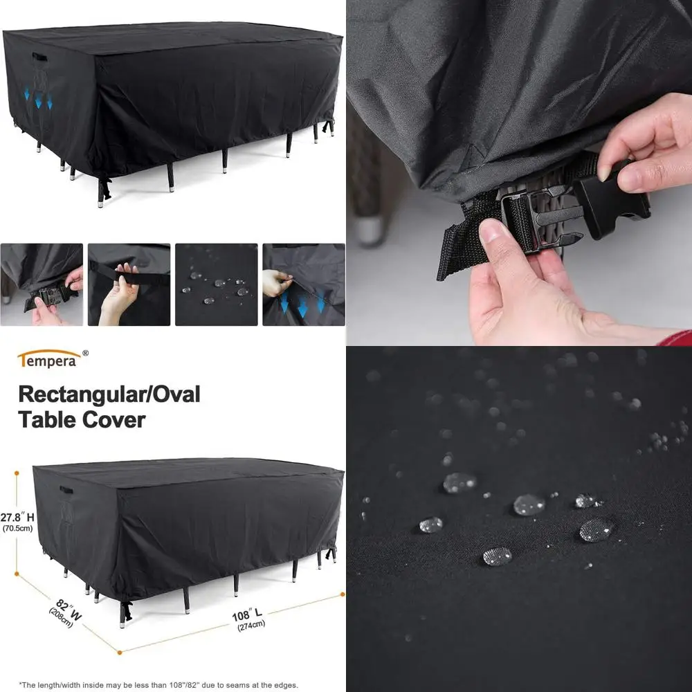 

Water-Resistant Outdoor Dining Set Cover, 108 x 82 x 27.8, Space Grey