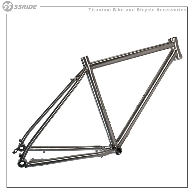 Titanium Gravel Bike Frame, Thru Axle, Flat Mount Disc Brake, Hardtail Road Frame with Shaped Top Tube, 142*12