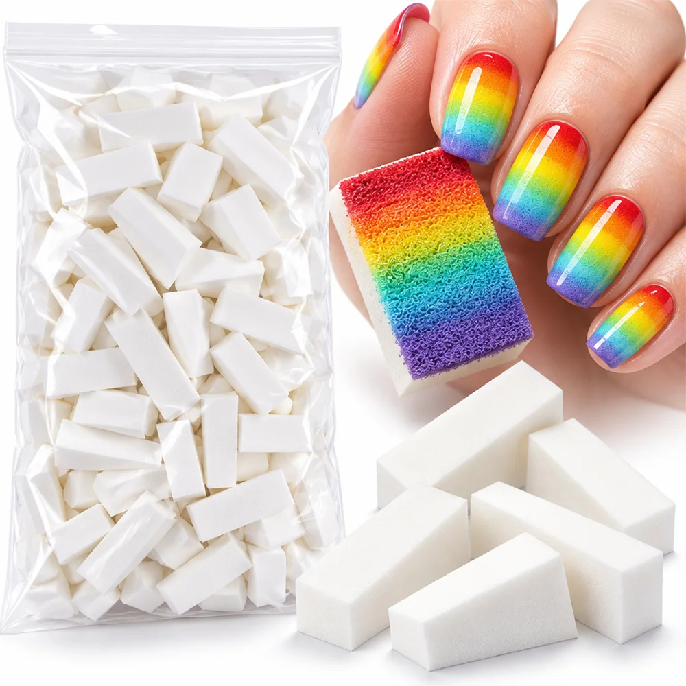 50/20Pcs White Soft Nail Sponge Ombre Gradient Nail Art Sponges for Gel Polish Color Patting Dyeing DIY Nail Art Decor Tools