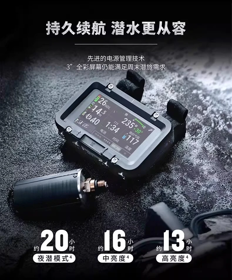Large screen professional diving computer watch, submersible sonar watch