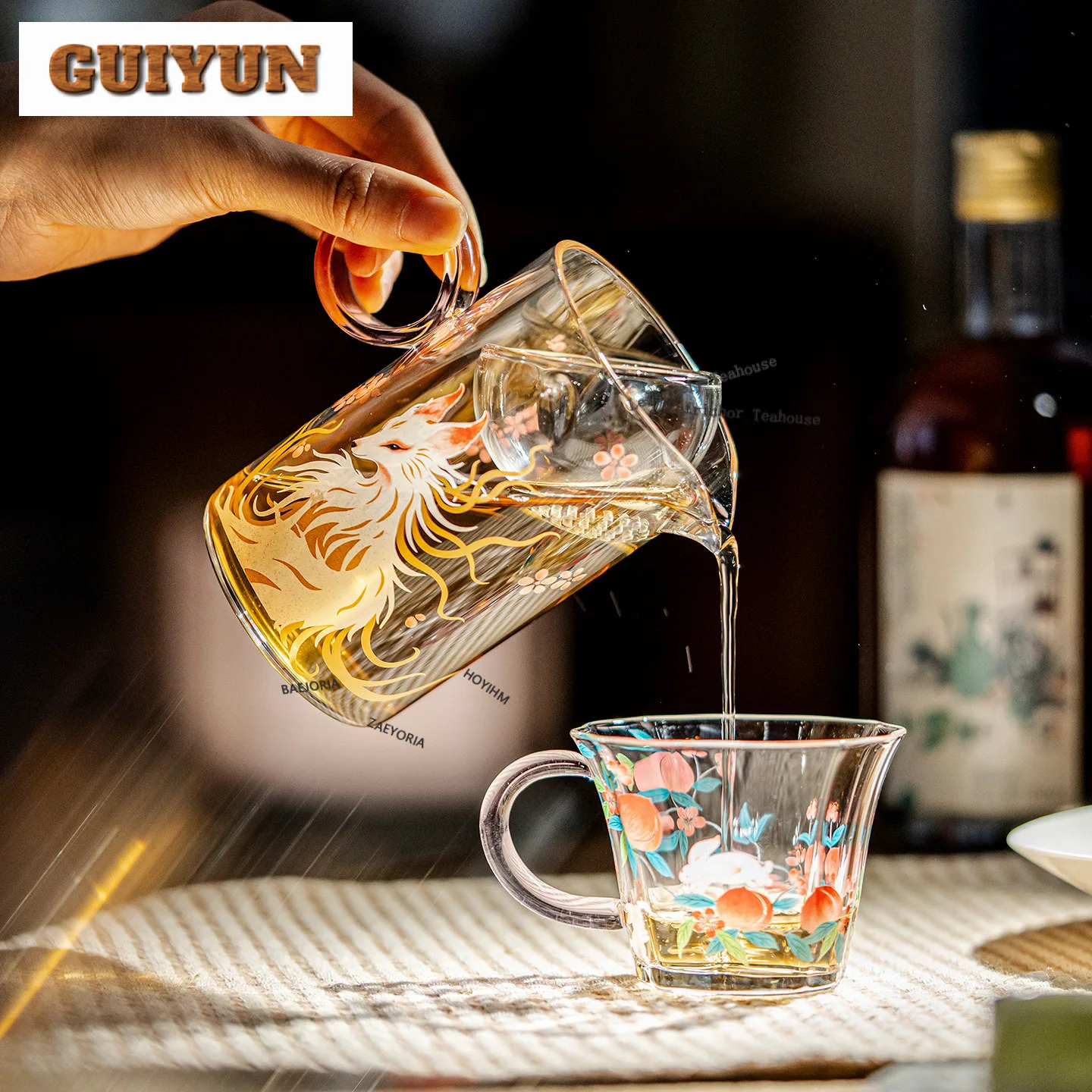 320ml Nine-tailed Fox Glass Teapot Elegant Tea Infuser Pot Tea Maker Kettle With Strainer Tea Ceremony Accessories Ornaments