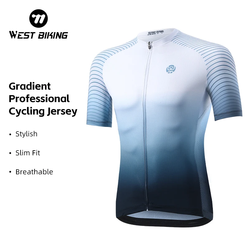 WEST BIKING Professional Cycling Jersey Slim Fit Men Short Sleeve Breathable MTB Biike Sports Clothing Quick-drying Summer Gear