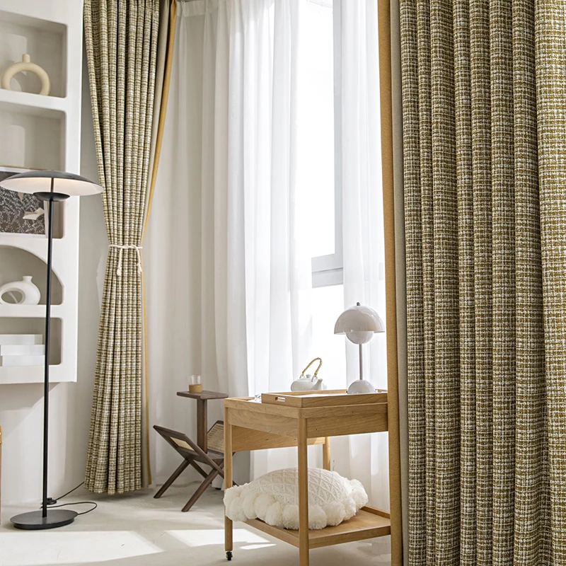 Luxurious and light luxury cashmere and linen texture, small fragrant fabric shading Curtains for Living dining room bedroom