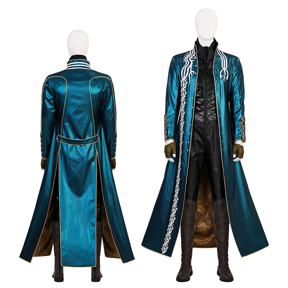 

Devil May Cry 3 Vergil Cosplay Costume Full Set Custom Size XS-XXL Halloween Christmas Comic Con