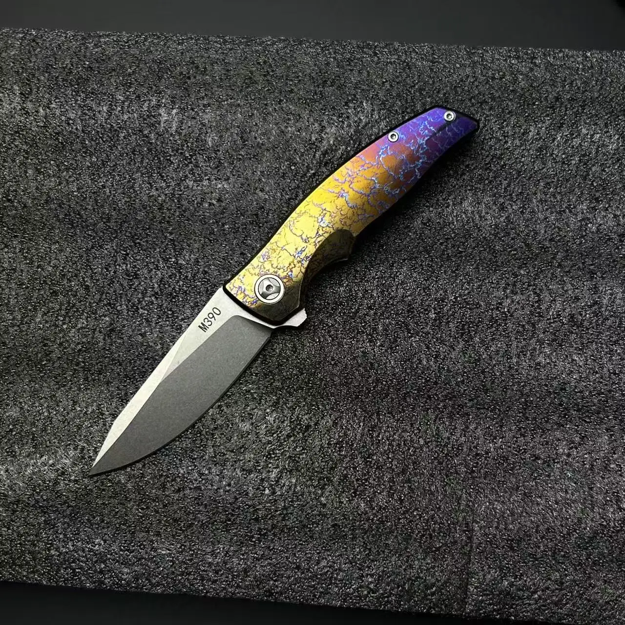 

Складной нож из анодированного титана молнии | Карманный нож M390 Blade EDC для кемпинга, охоты, рыбалки, выживания, тактического использования