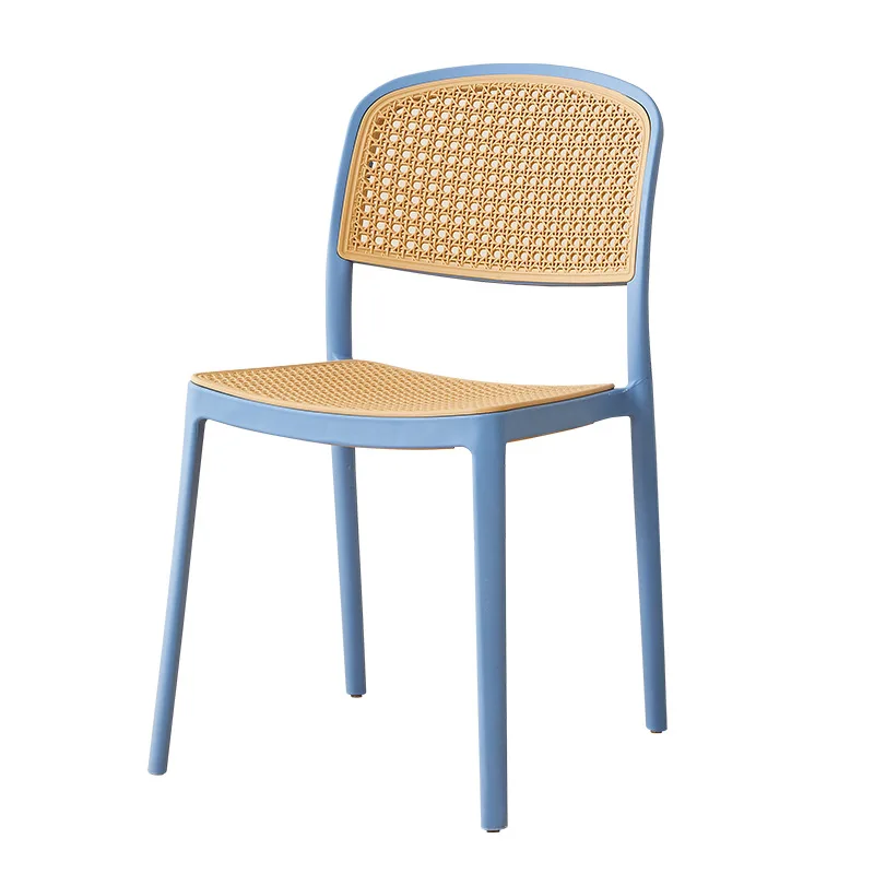 The Imitation Rattan Chair Is Simple and Can Be Stacked with Retro Home Garden Plastic Back Chairs and Stools