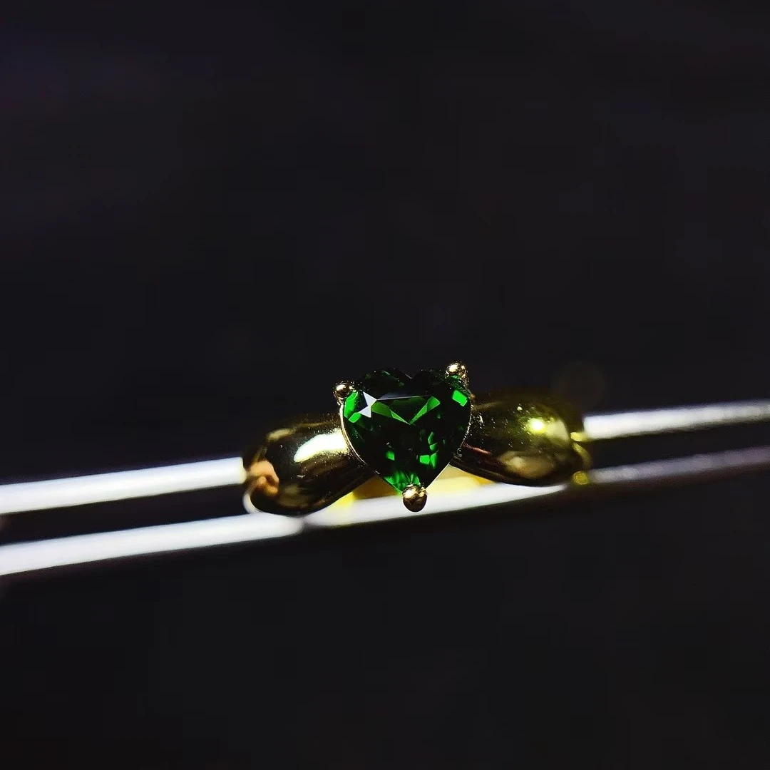 KJJEAXCMY Natural Colorful Diopside Women's Ring S925 Silver Electroplating Process Inlaid High Clarity Gems Support Testing