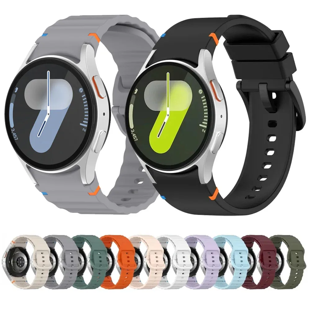 Offizielles Silikonarmband für Samsung Galaxy Watch 7/FE/6/5/4 44/40 mm, 5 Pro 45 mm Wave-Band für Galaxy Watch 6 Classic 47/43 mm