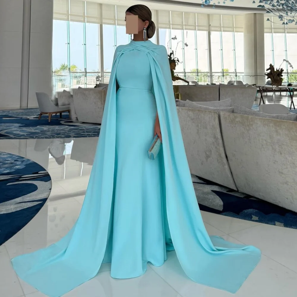 Robes longues personnalisées de Style moderne, Jersey plissé froncé, ligne a, col haut, robes d'occasion sur mesure, élégantes et formelles