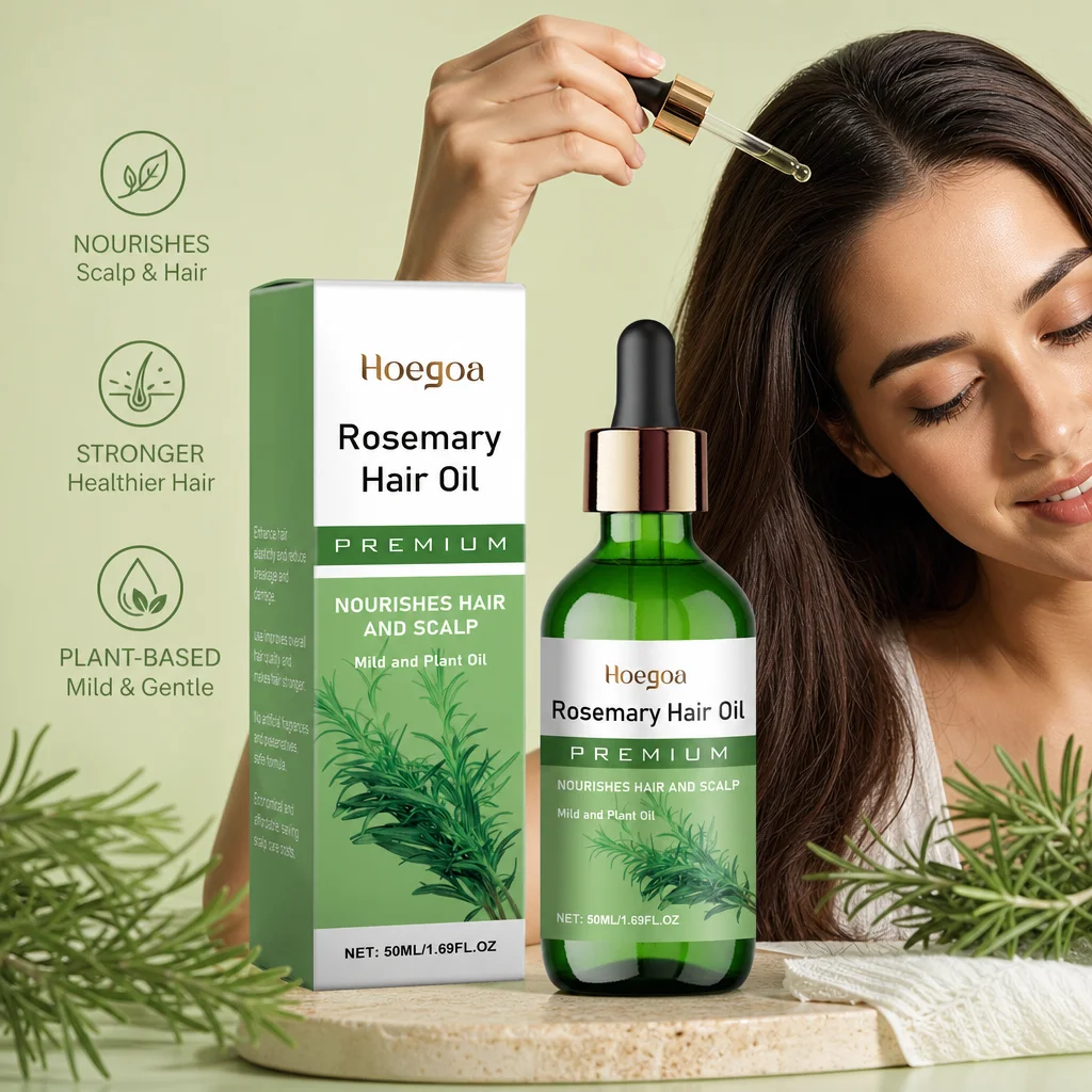 Hoegoa Rosemary Scalp Essence Oil Nourish Hair Roots Boost Softness Smooth Texture Calm Frizz Fix Dry Damaged Hair