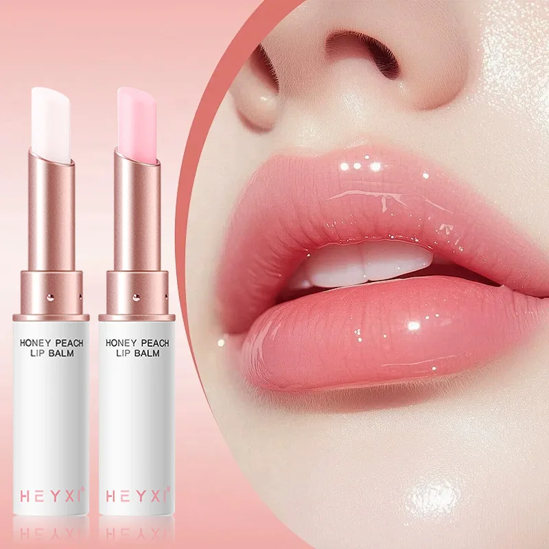Heyxi Lip Balm Peach Flavor Warm Change Lip Balm Moisturizing Long-Lasting Moisturizing Student Party Applicable Lip Mask Natural Ingredients Refreshing Non-Sticky High-Looking Packaging Portable Compact Unisex