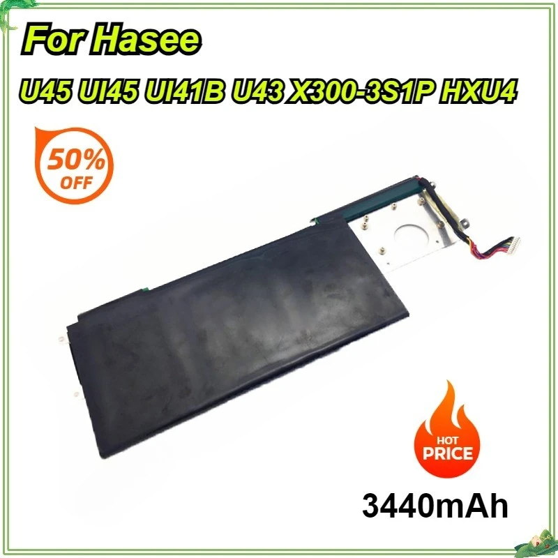 

3440mAh Replacement Laptop Battery for Hasee U45 UI41B U43 X300-3S1P HXU4 UI45 Bateria 11.1V