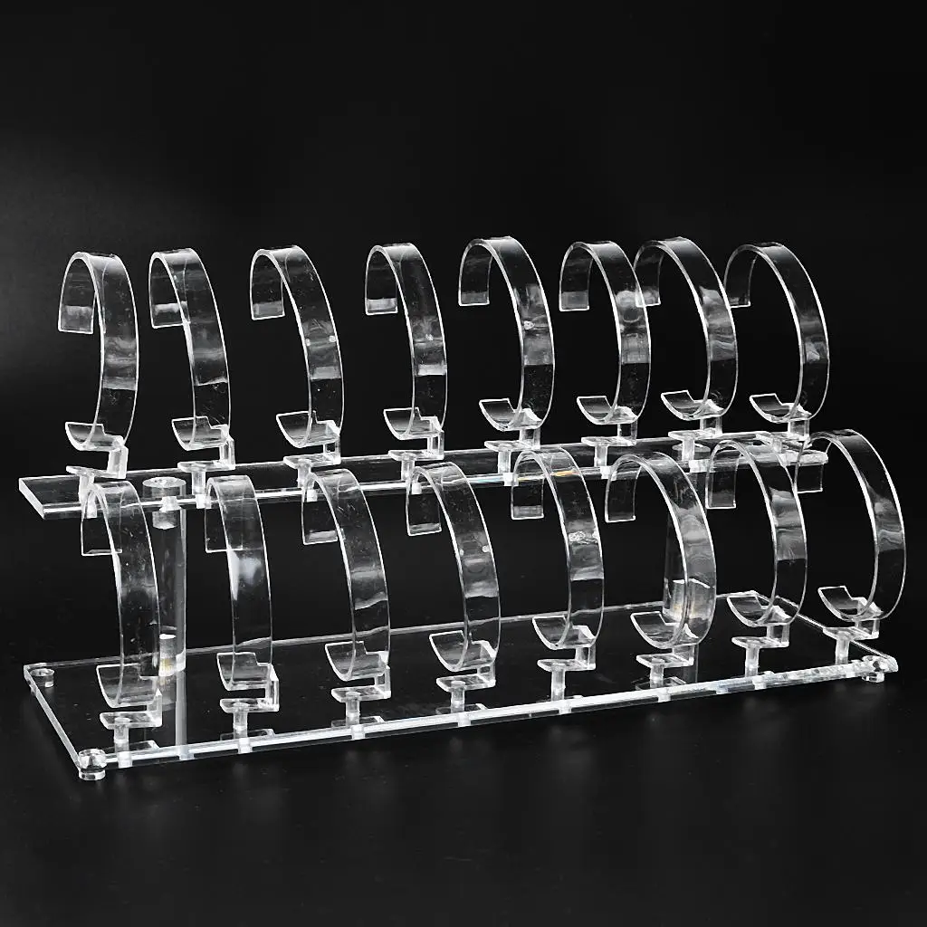 Two Tier Wrist Watch Display Holder Acrylic Bracelet Stand Jewelry Organizer for Craft Fair and Home