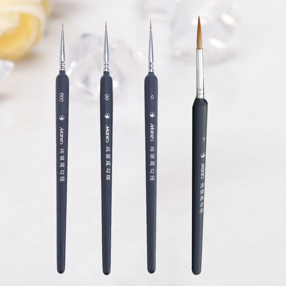 

4pcs Detail Paint Brush Set Wolf Hair Tip For Acrylic Watercolor Gouache Oil Painting Artists Beginners Kids Miniature Work