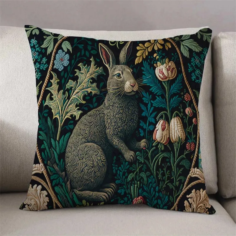 Rabbit Retro Decorative Pillowcases for Sofa Cushions Covers Pillowcase for Living Room Twin Size Bedding Cushion Cover