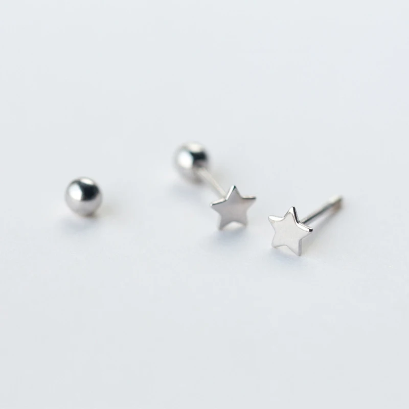 Modian Real 925 Sterling Silver Stars And Bead Fashion Tiny Stud Earrings Classic Accessories For Women Sterling Silver Jewelry